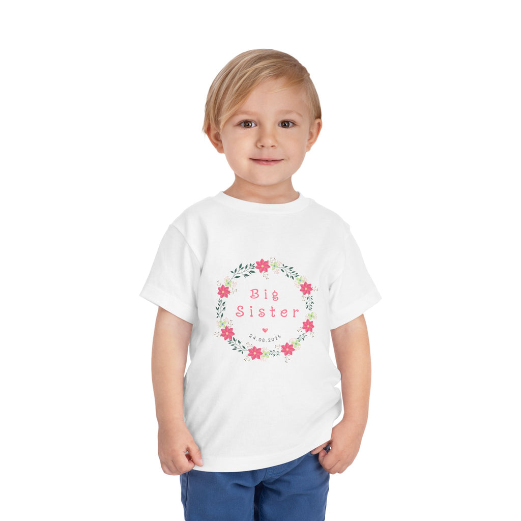 Cute Big Sister Toddler Tee, Floral Children’s Shirt, Gift for Sibling, Birthday Present, Summer Outfit, Family Occasion