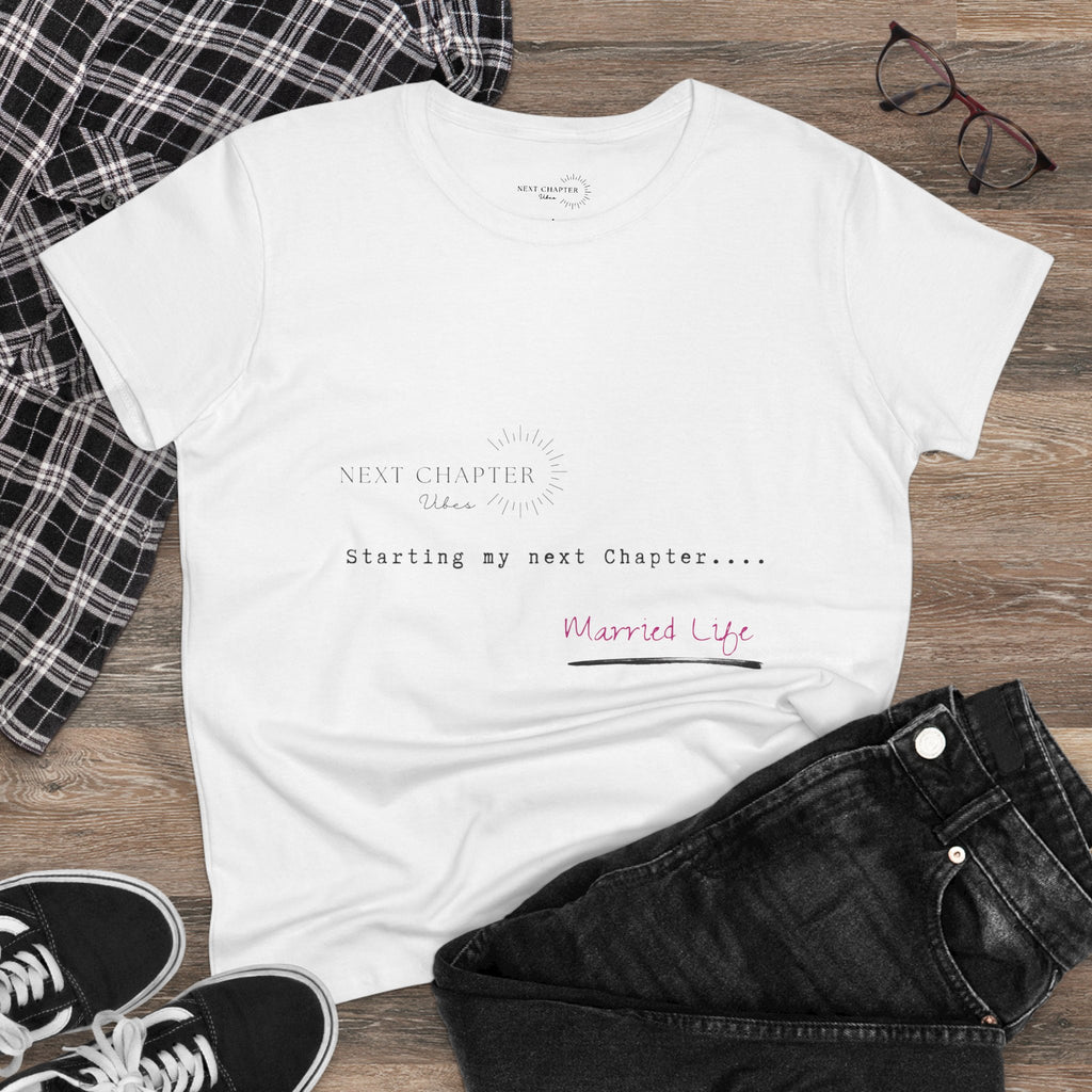 Married Life Cotton Tee for Trendy Women, Casual Wear, Gifts for Brides, Engagement Parties, Wedding Celebrations