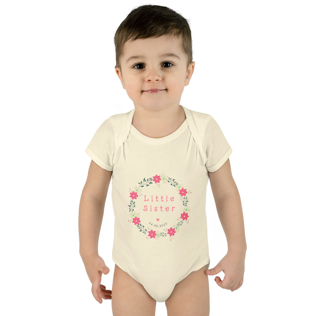 Little Sister Floral Baby Bodysuit, Infant Outfit, Newborn Gift, Baby Shower, Sister Gift, Floral Baby Clothes