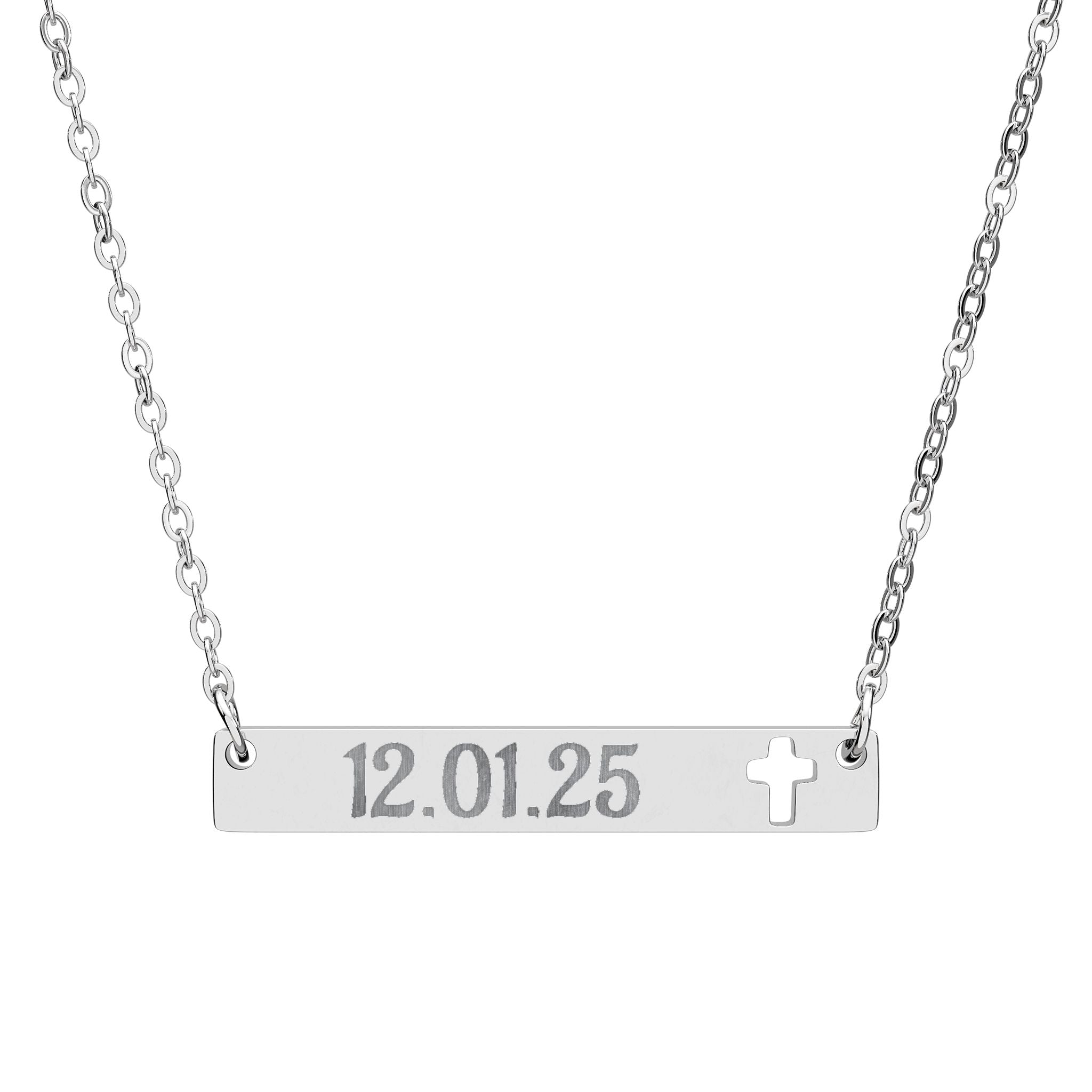 Cutout Cross Bar Necklace (Engraving)