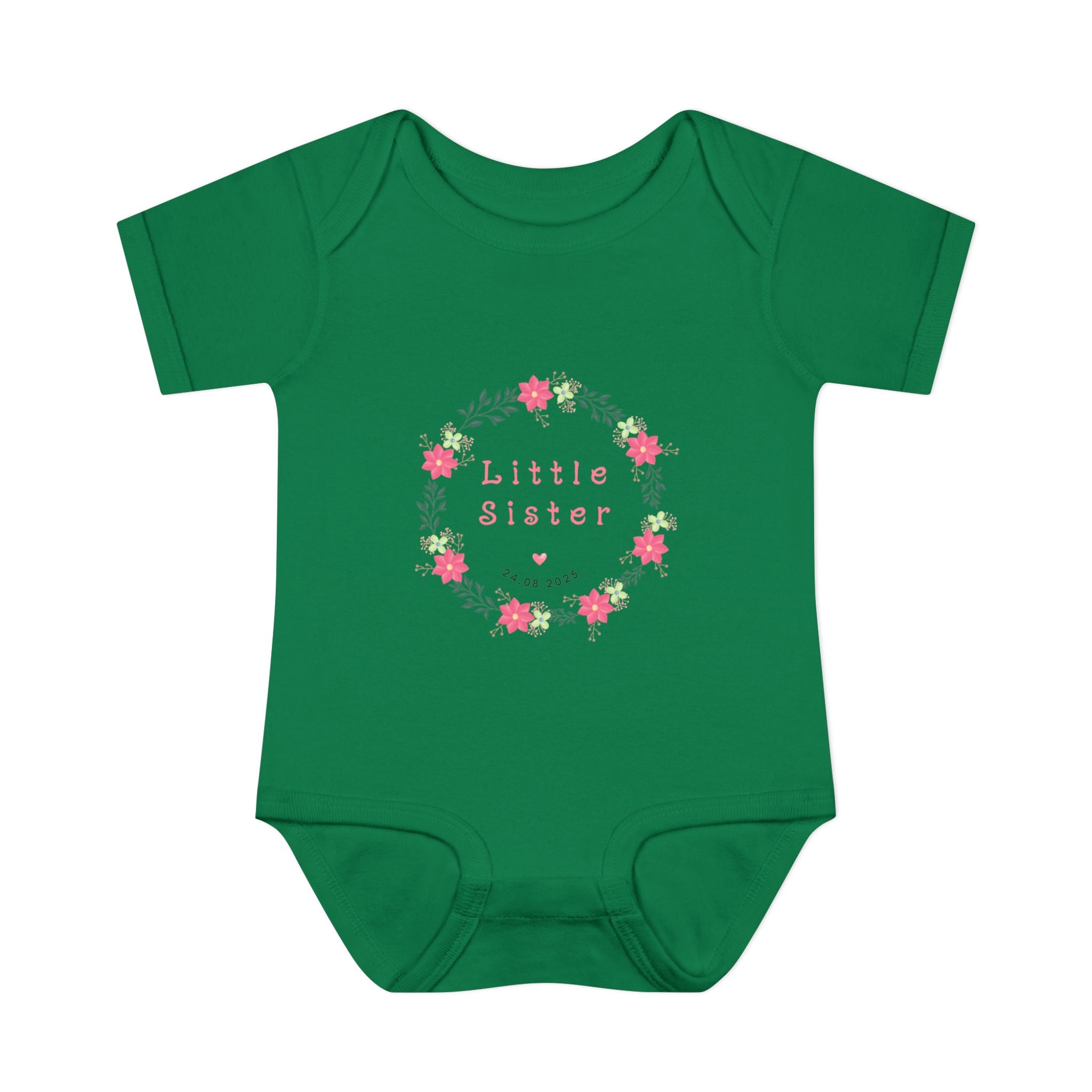 Little Sister Floral Baby Bodysuit, Infant Outfit, Newborn Gift, Baby Shower, Sister Gift, Floral Baby Clothes