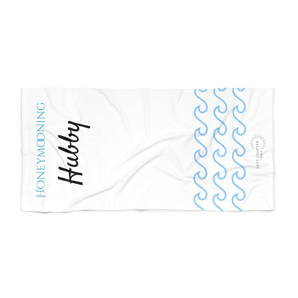 Hubby Honeymooning Beach Towel, Tropical Towel for Couples, Summer Holiday Gift, Bride and Groom Present, Vacation Essentials