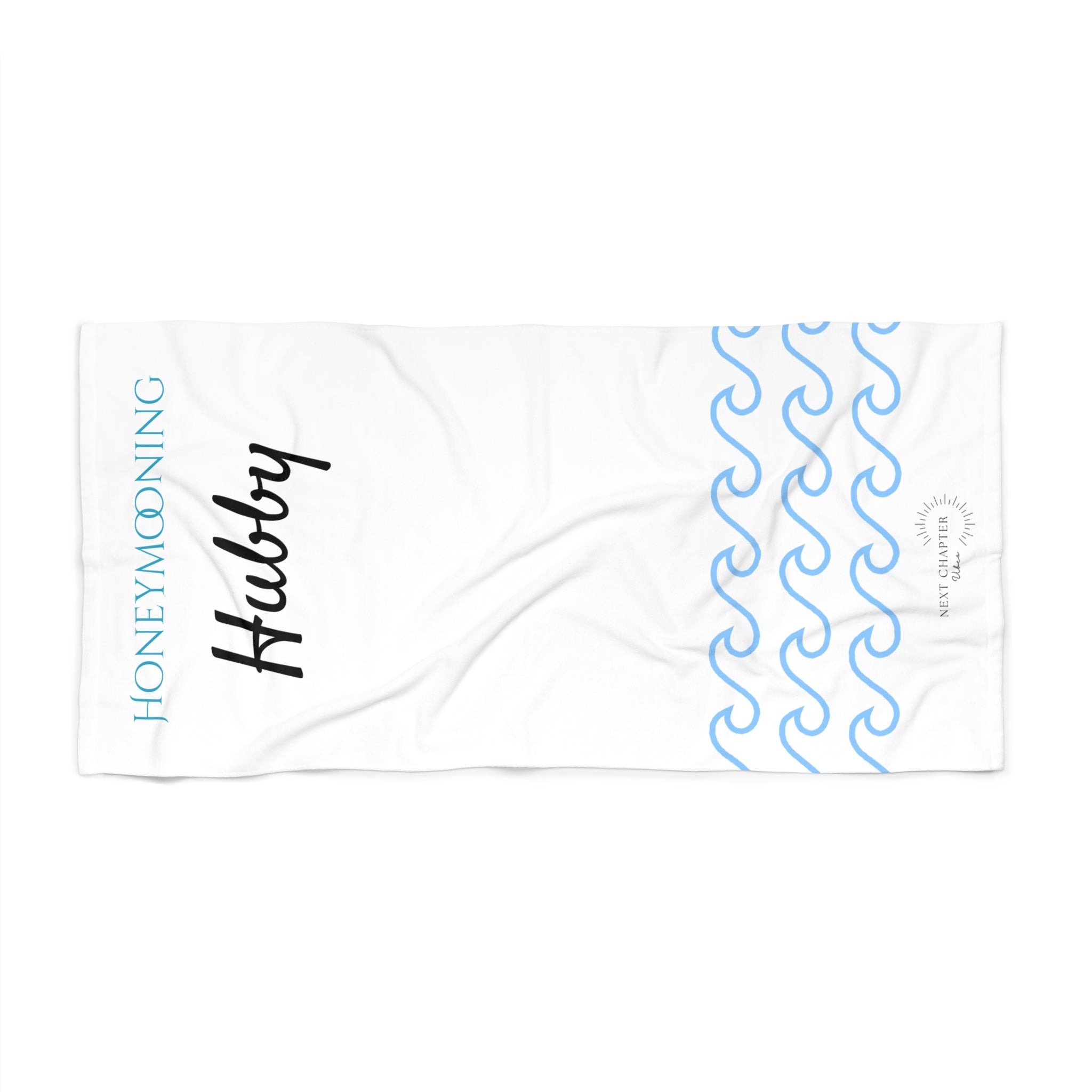 Hubby Honeymooning Beach Towel, Tropical Towel for Couples, Summer Holiday Gift, Bride and Groom Present, Vacation Essentials