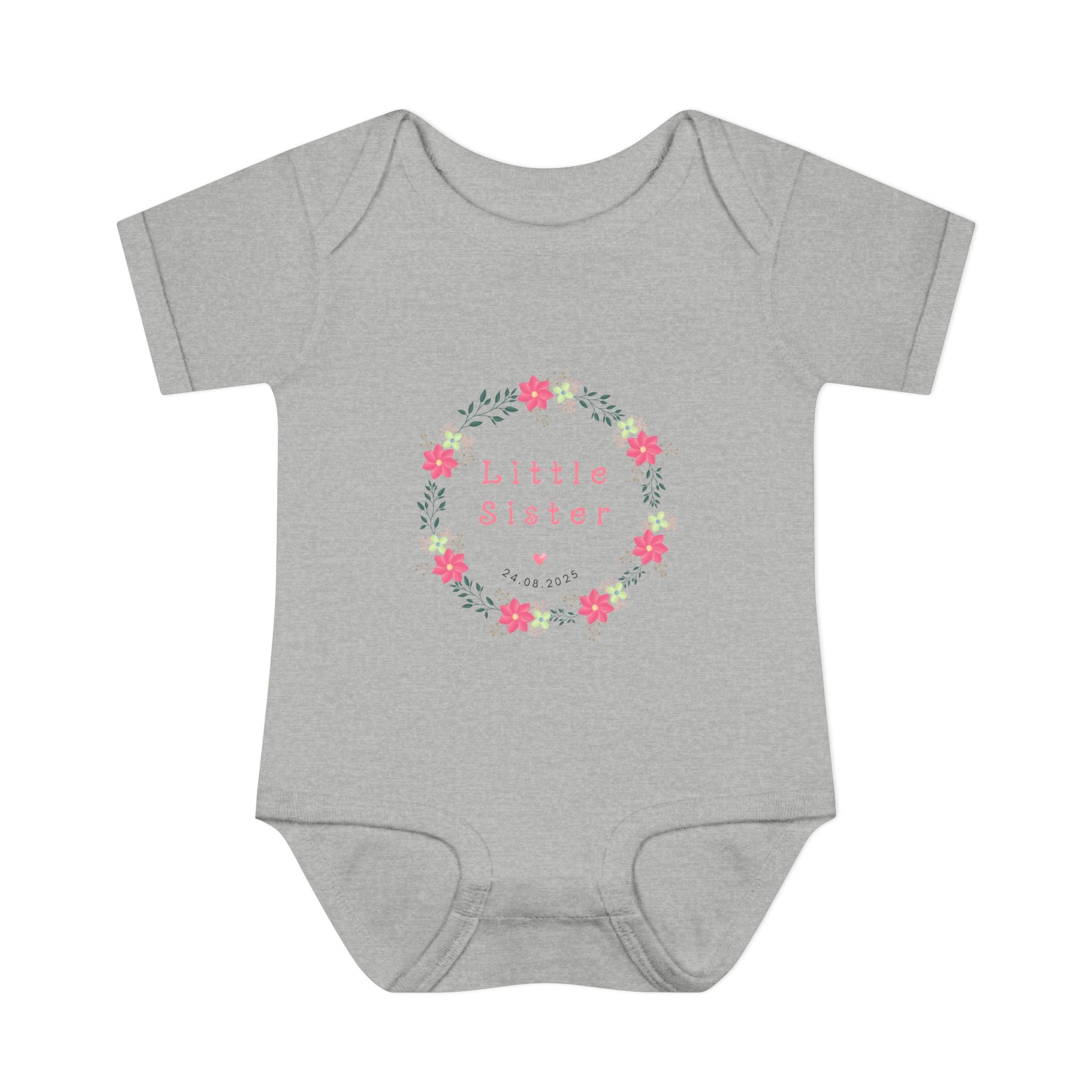 Little Sister Floral Baby Bodysuit, Infant Outfit, Newborn Gift, Baby Shower, Sister Gift, Floral Baby Clothes