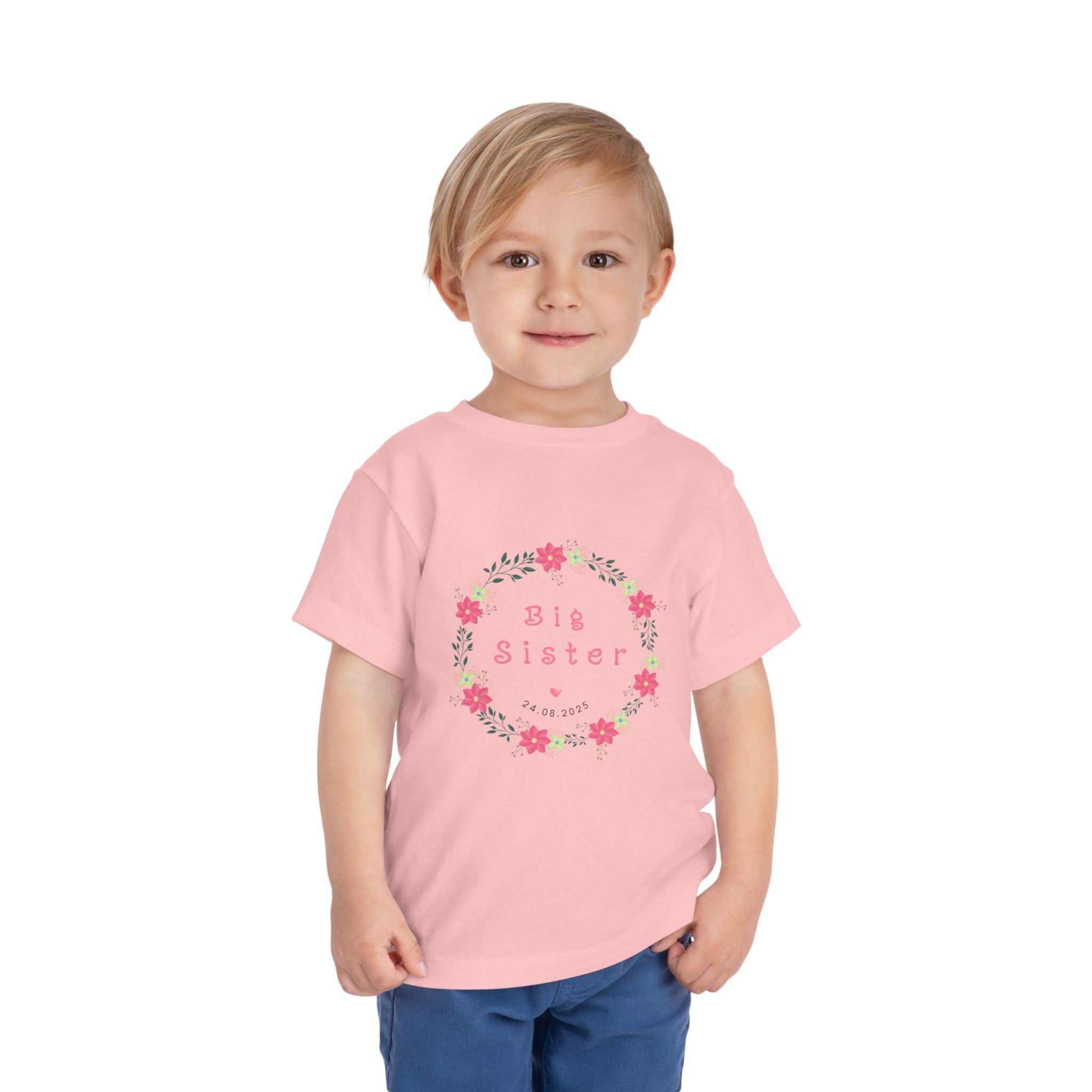 Cute Big Sister Toddler Tee, Floral Children’s Shirt, Gift for Sibling, Birthday Present, Summer Outfit, Family Occasion