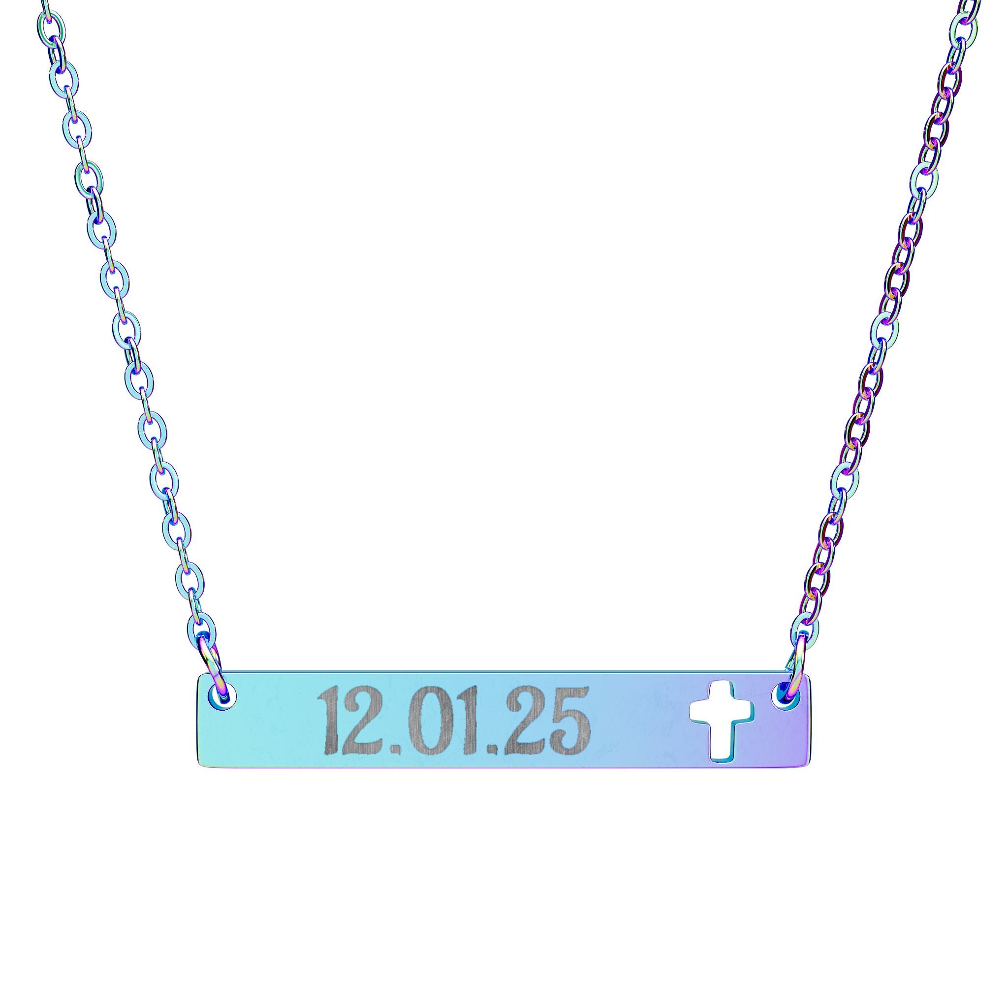 Cutout Cross Bar Necklace (Engraving)