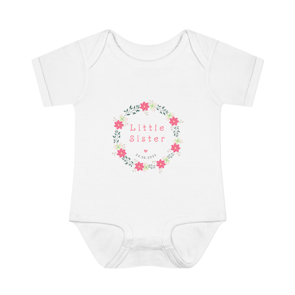 Little Sister Floral Baby Bodysuit, Infant Outfit, Newborn Gift, Baby Shower, Sister Gift, Floral Baby Clothes