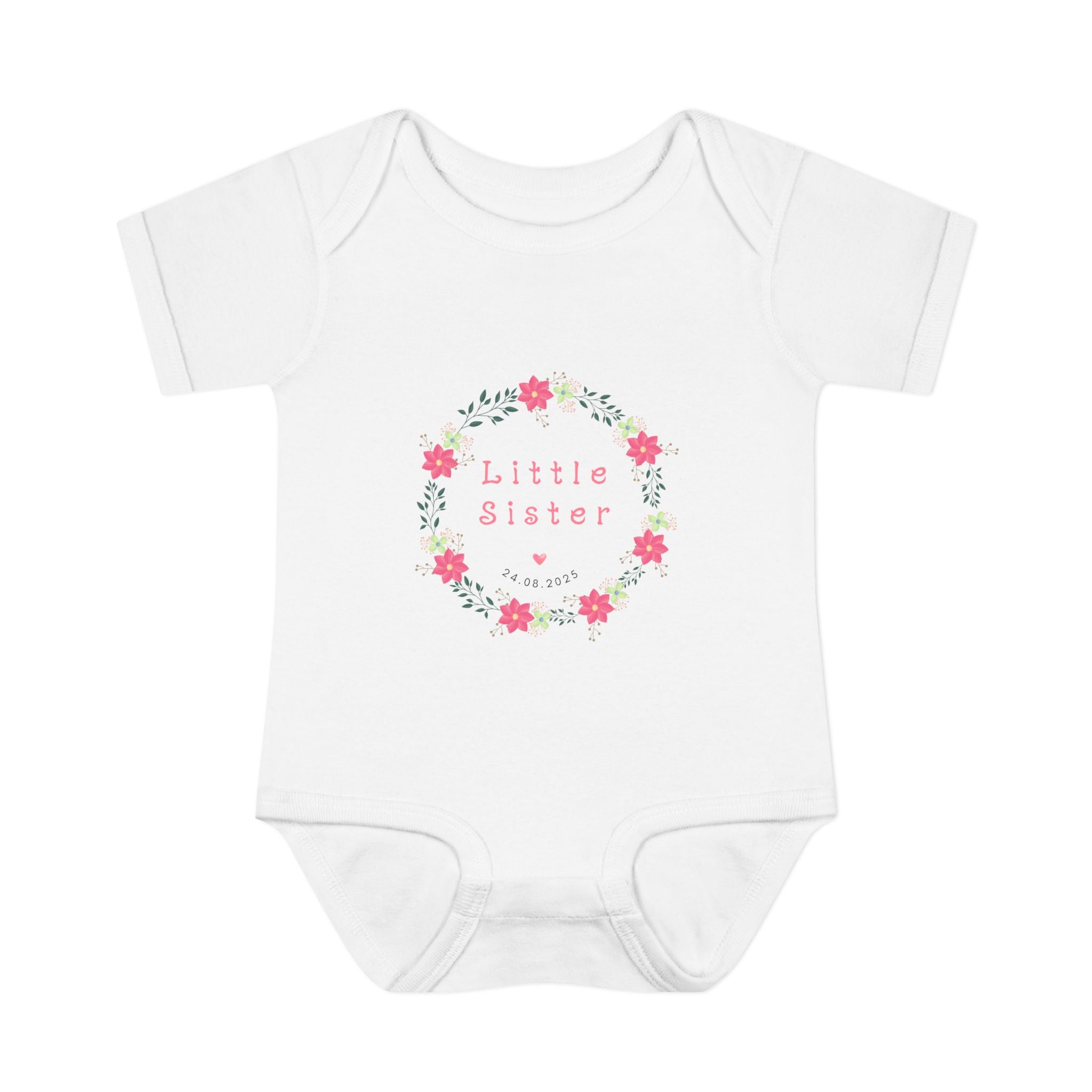 Little Sister Floral Baby Bodysuit, Infant Outfit, Newborn Gift, Baby Shower, Sister Gift, Floral Baby Clothes