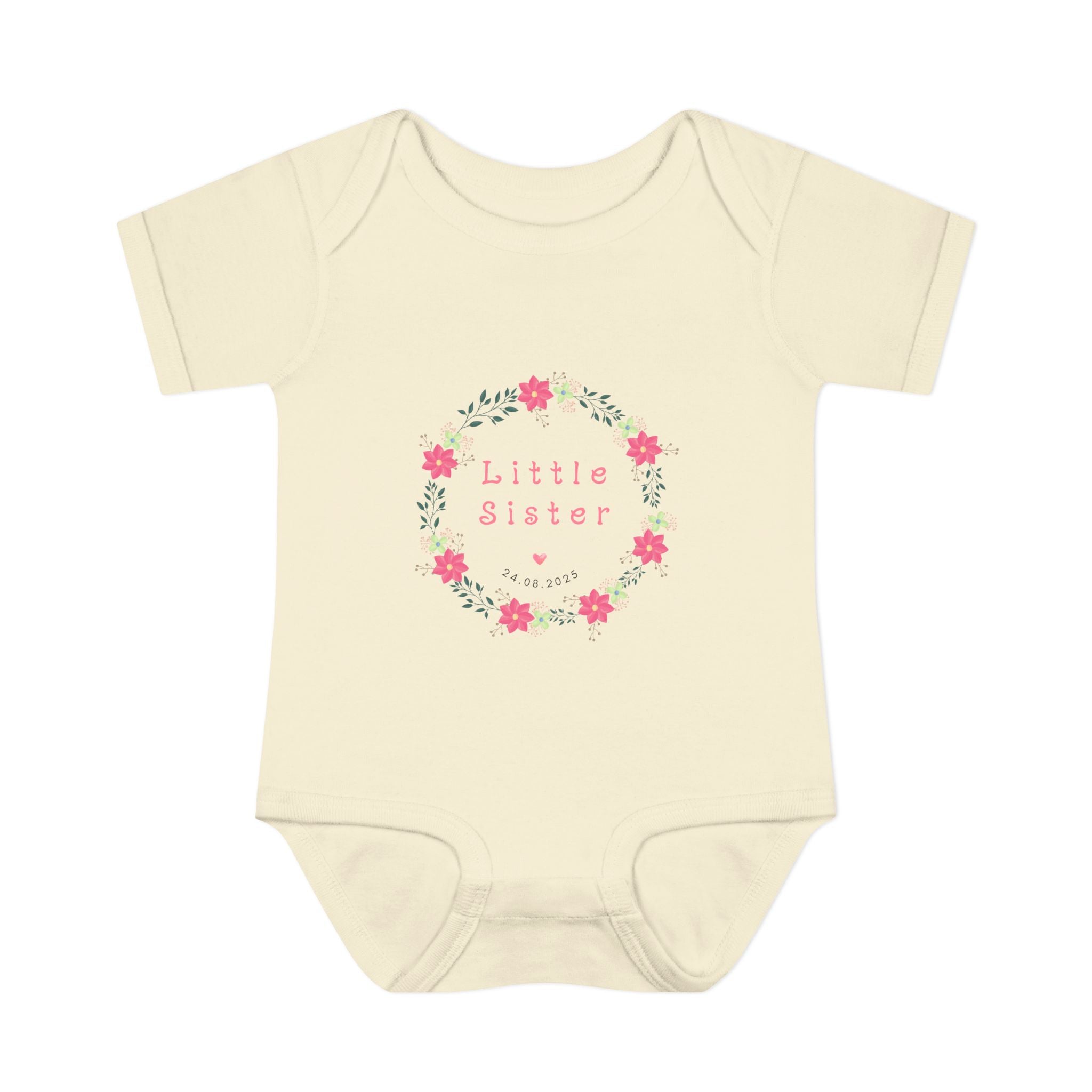 Little Sister Floral Baby Bodysuit, Infant Outfit, Newborn Gift, Baby Shower, Sister Gift, Floral Baby Clothes
