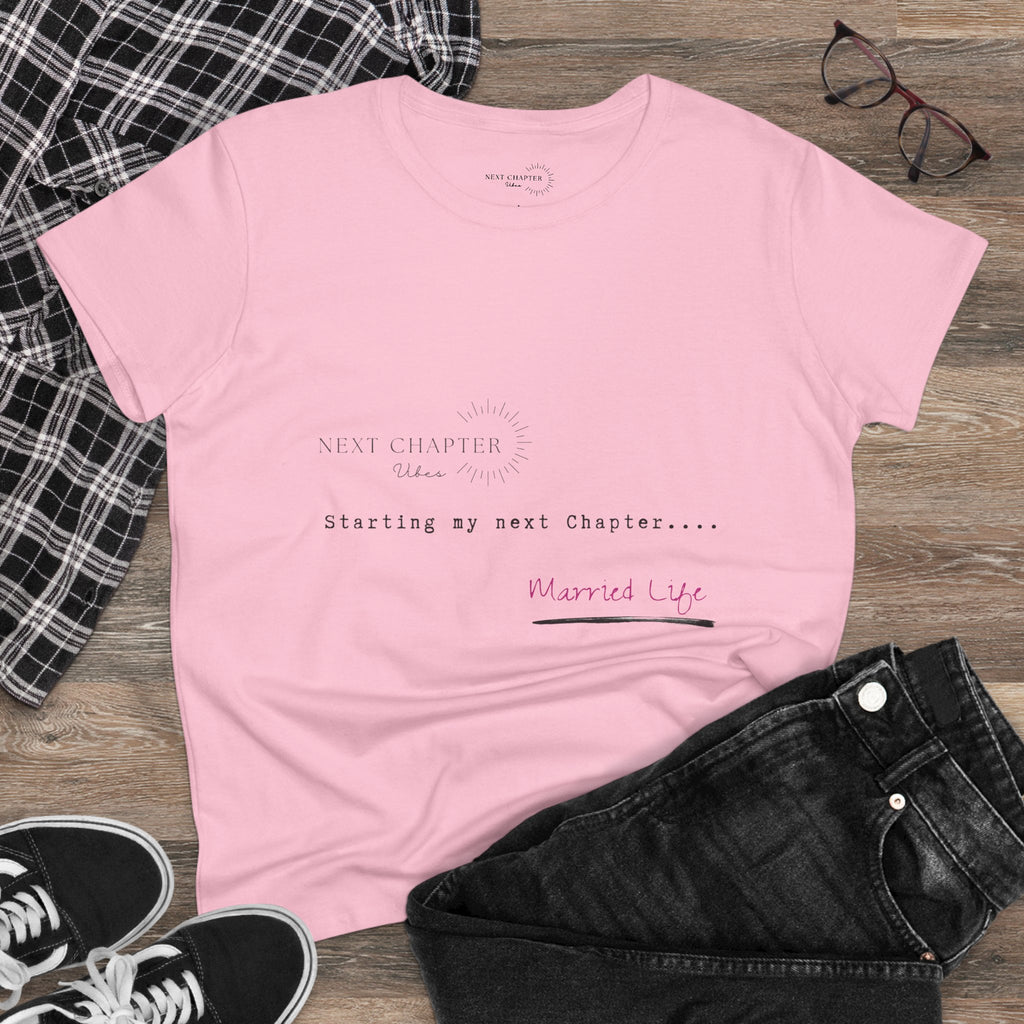 Married Life Cotton Tee for Trendy Women, Casual Wear, Gifts for Brides, Engagement Parties, Wedding Celebrations