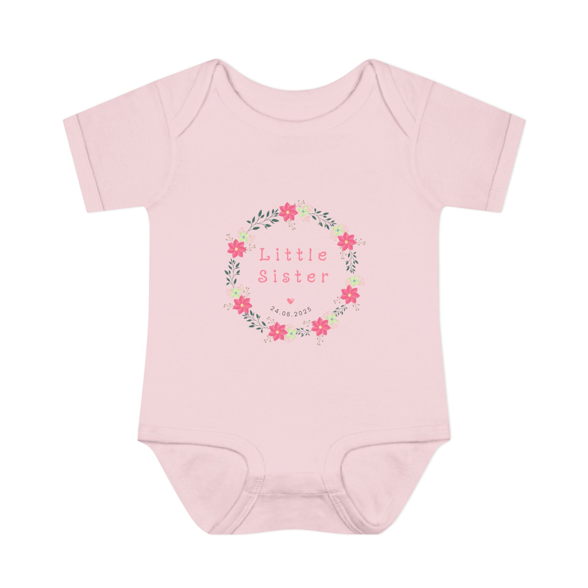 Little Sister Floral Baby Bodysuit, Infant Outfit, Newborn Gift, Baby Shower, Sister Gift, Floral Baby Clothes