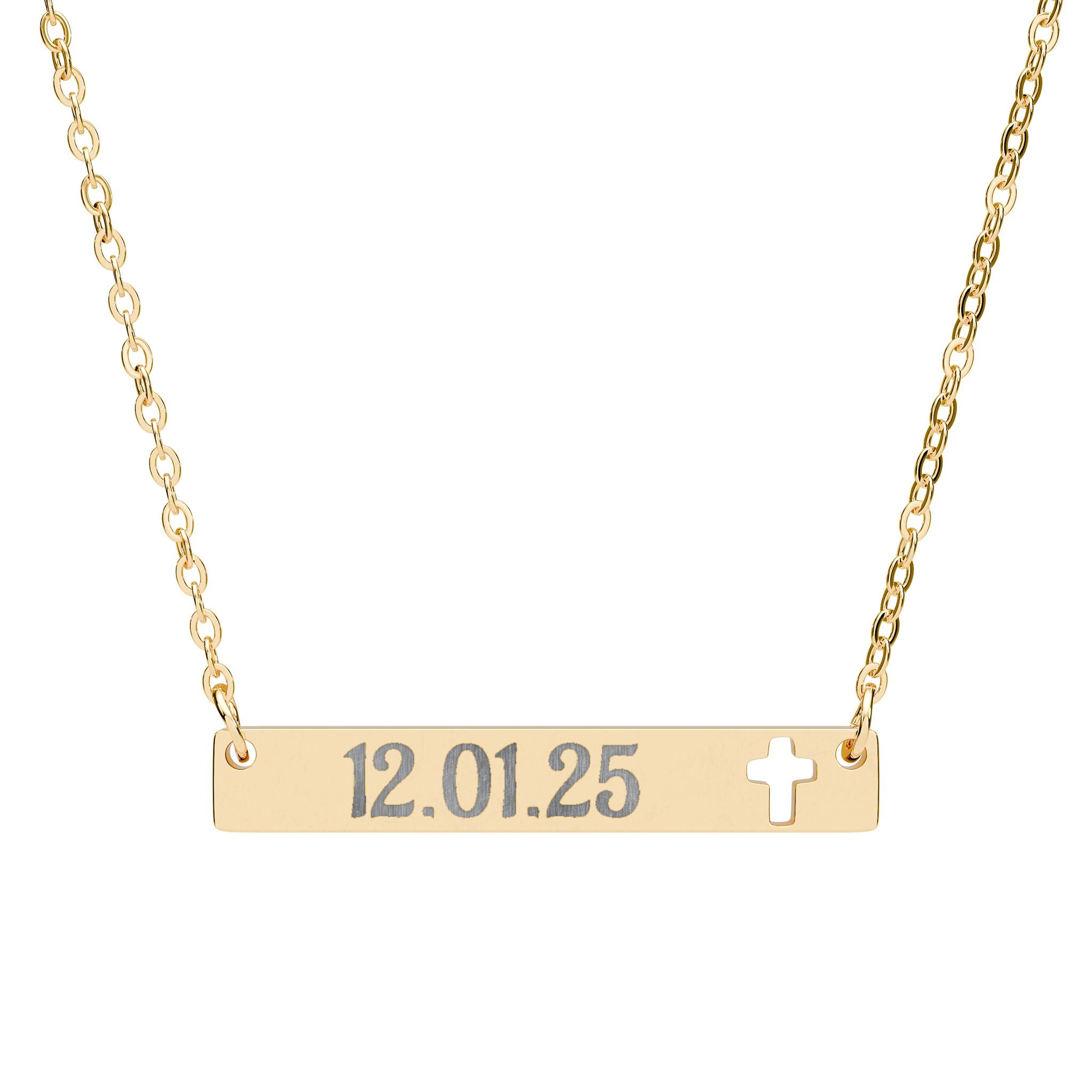 Cutout Cross Bar Necklace (Engraving)