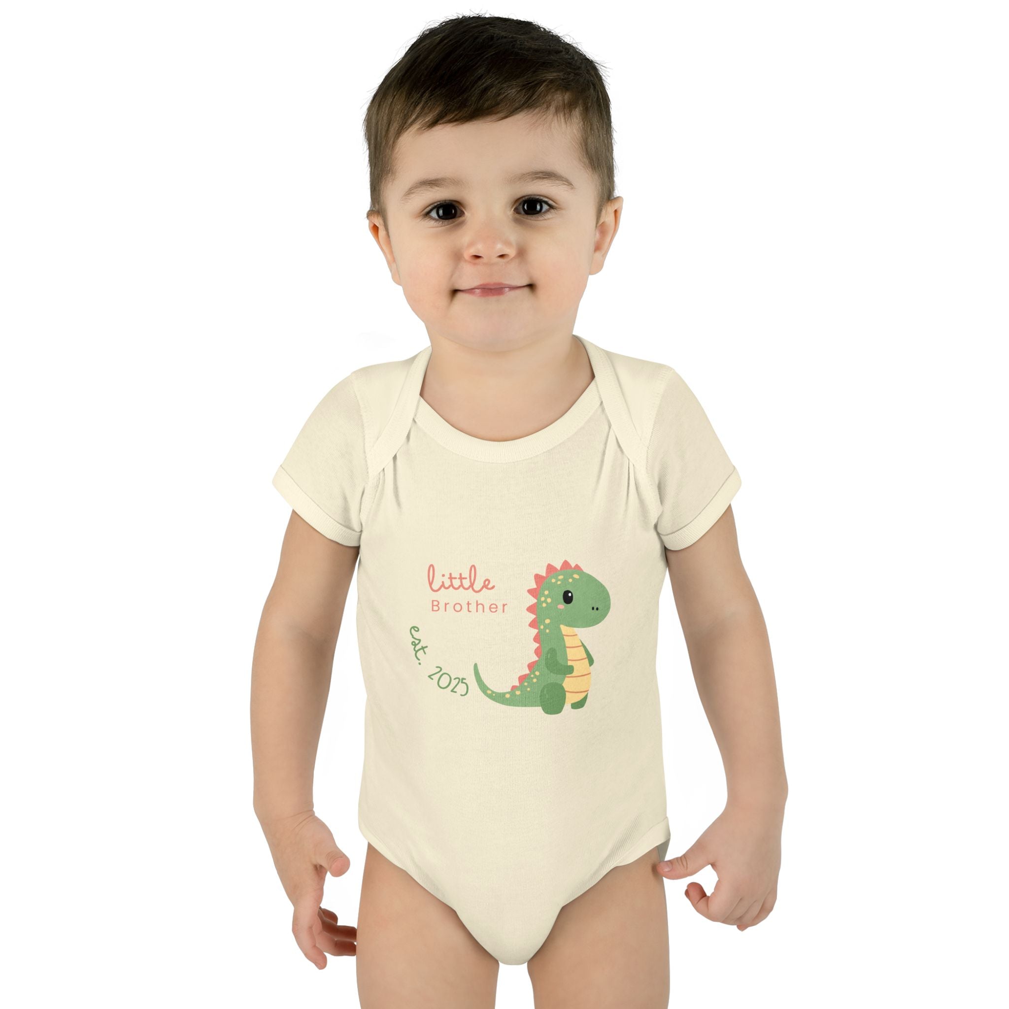 Little Brother Dino Infant Bodysuit, Cute Baby Outfit, Newborn Gift, Baby Shower Present, Sibling Announcement, Baby Clothing