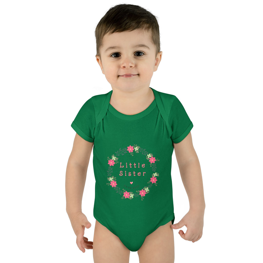 Little Sister Floral Baby Bodysuit, Infant Outfit, Newborn Gift, Baby Shower, Sister Gift, Floral Baby Clothes