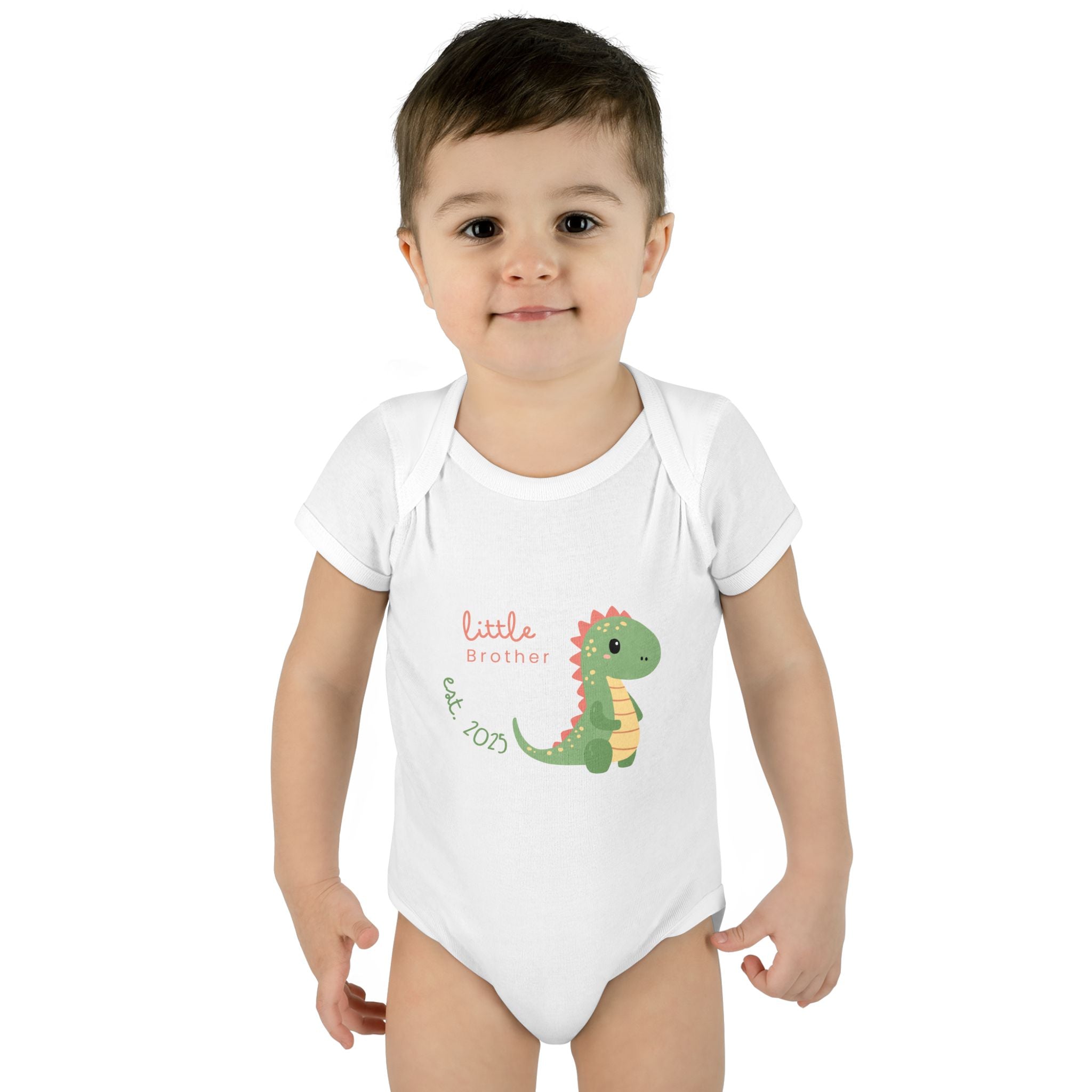 Little Brother Dino Infant Bodysuit, Cute Baby Outfit, Newborn Gift, Baby Shower Present, Sibling Announcement, Baby Clothing