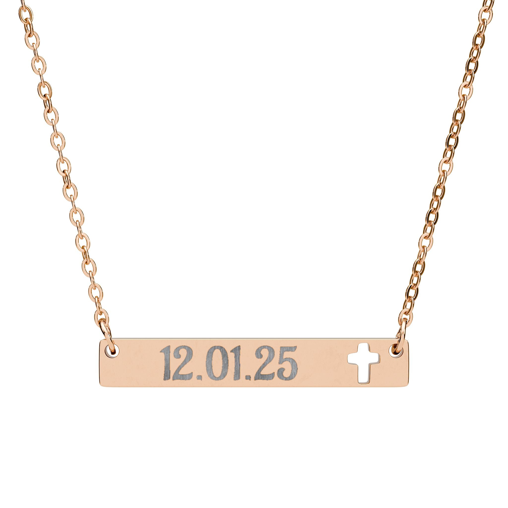Cutout Cross Bar Necklace (Engraving)