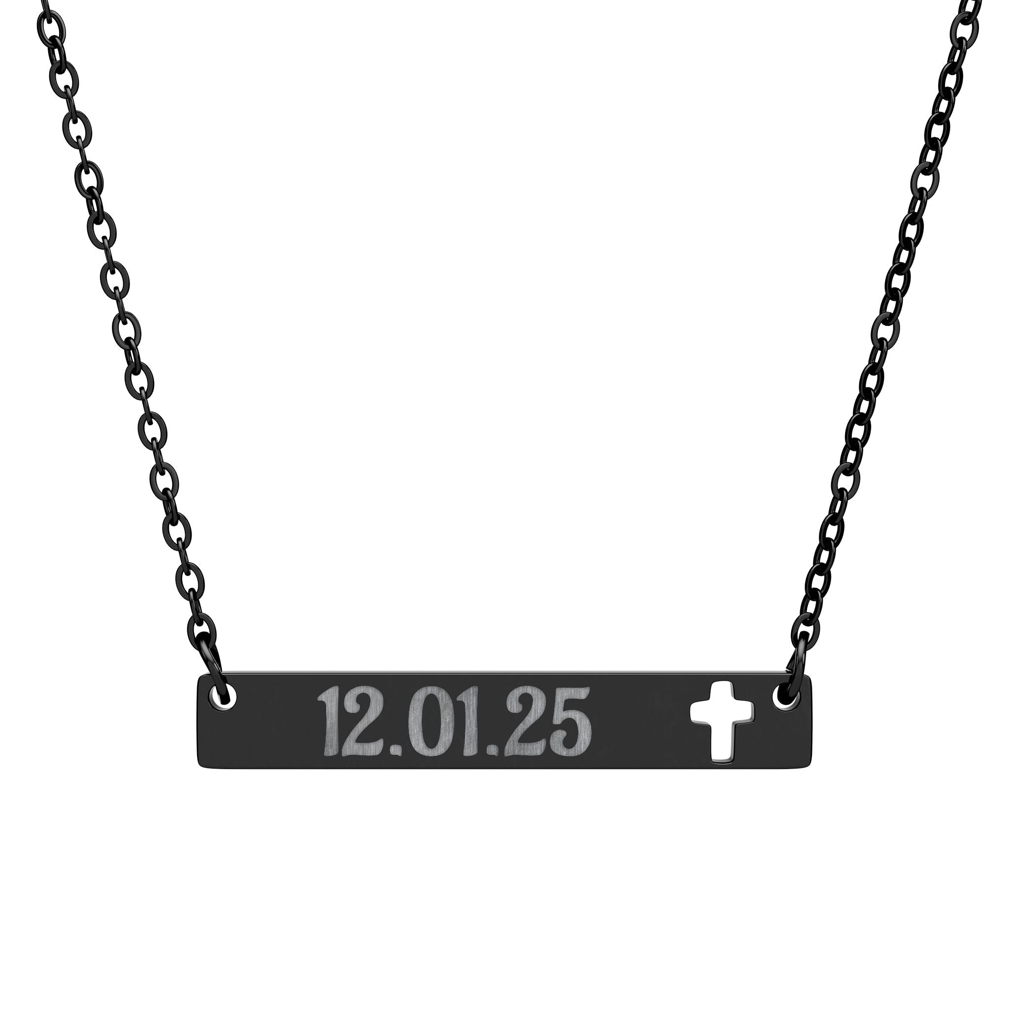 Cutout Cross Bar Necklace (Engraving)